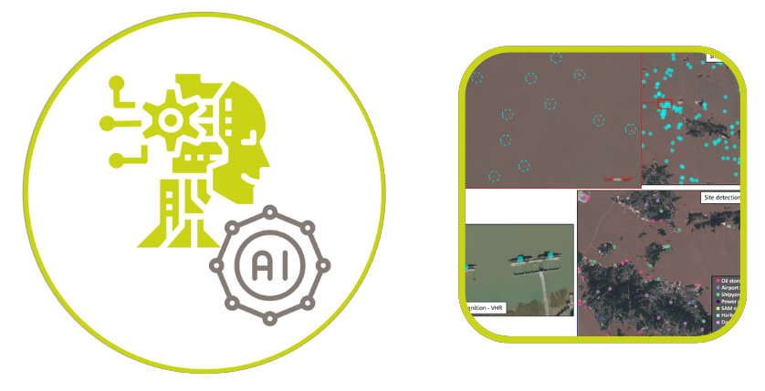 Fournitures d'outils géospatiales
Provider of geospatial tools
AI4I
Artificial Intelligence
Intelligence Artificielle
geospatial intelligence